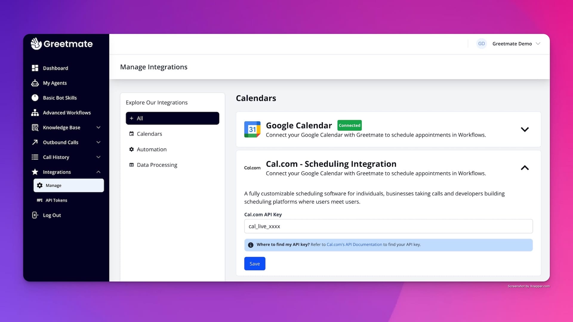 Screenshot of app Greetmate.ai